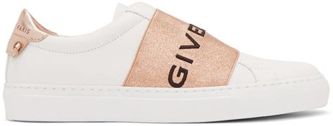 Givenchy: White & Copper Elastic Urban Knot Sneakers 